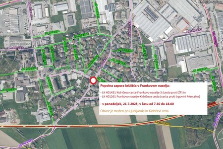 Skica popolne zapore križišča v Frankovem naselju